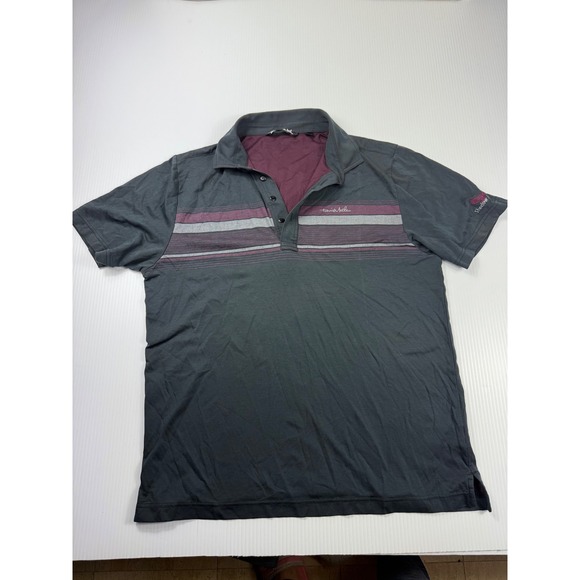Travis Mathew‎ Shadow Hawk Polo Golf Striped Casual Shirt Gray Large - Picture 1 of 6